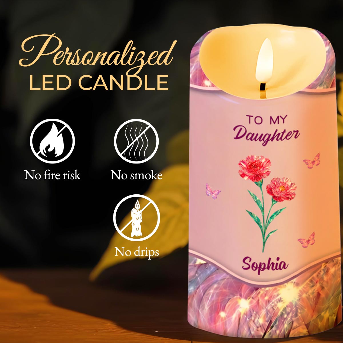 To My Daughter, Flowers And Butterflies Love Message