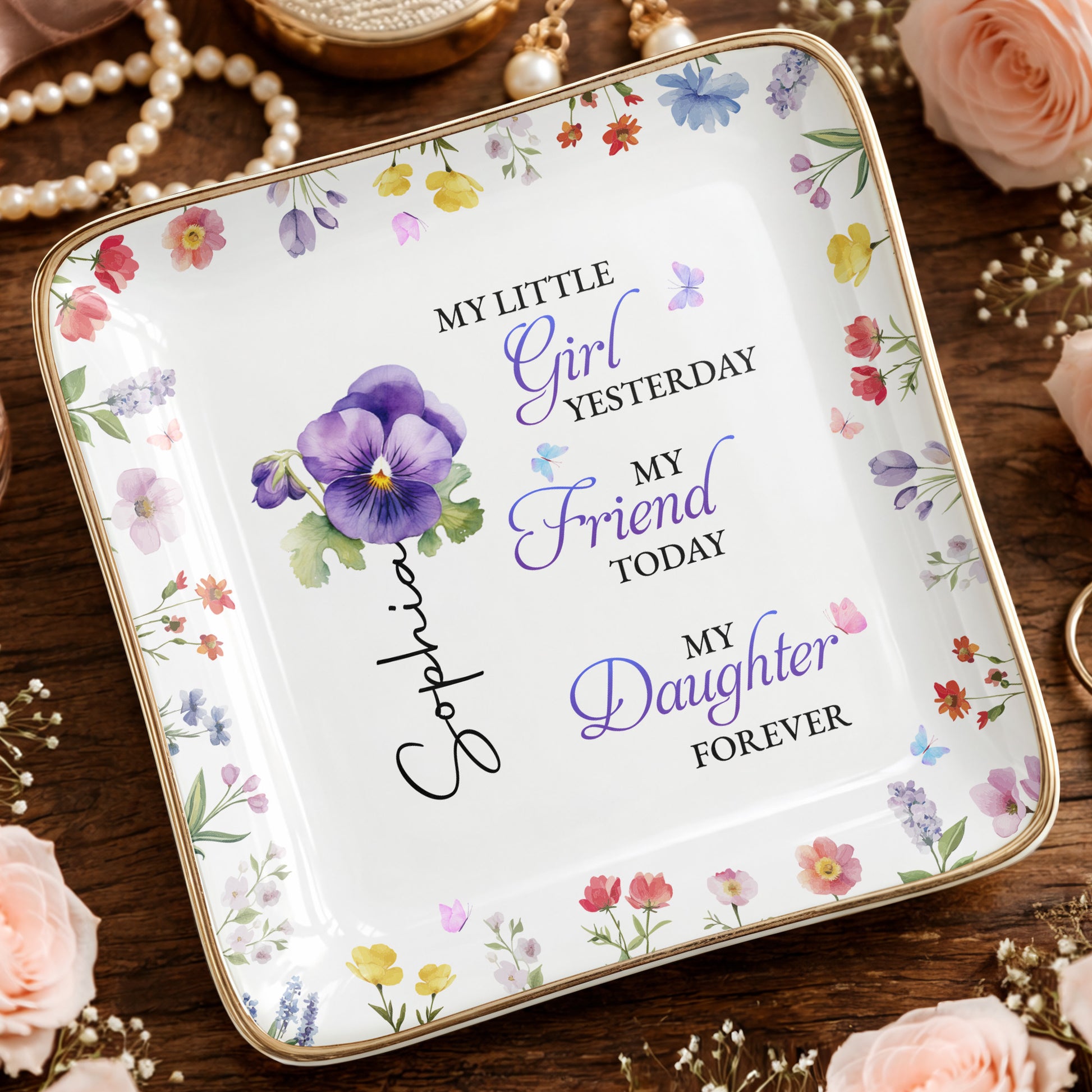 My Little Girl Yesterday, Flowers Ceramic Dish