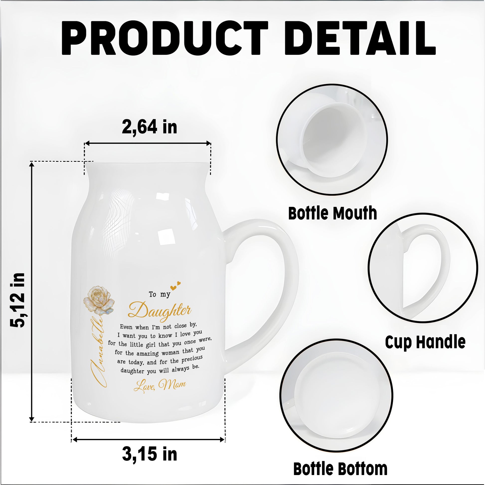 To My Daughter, Love From Mom, Featuring A Rose And Heart