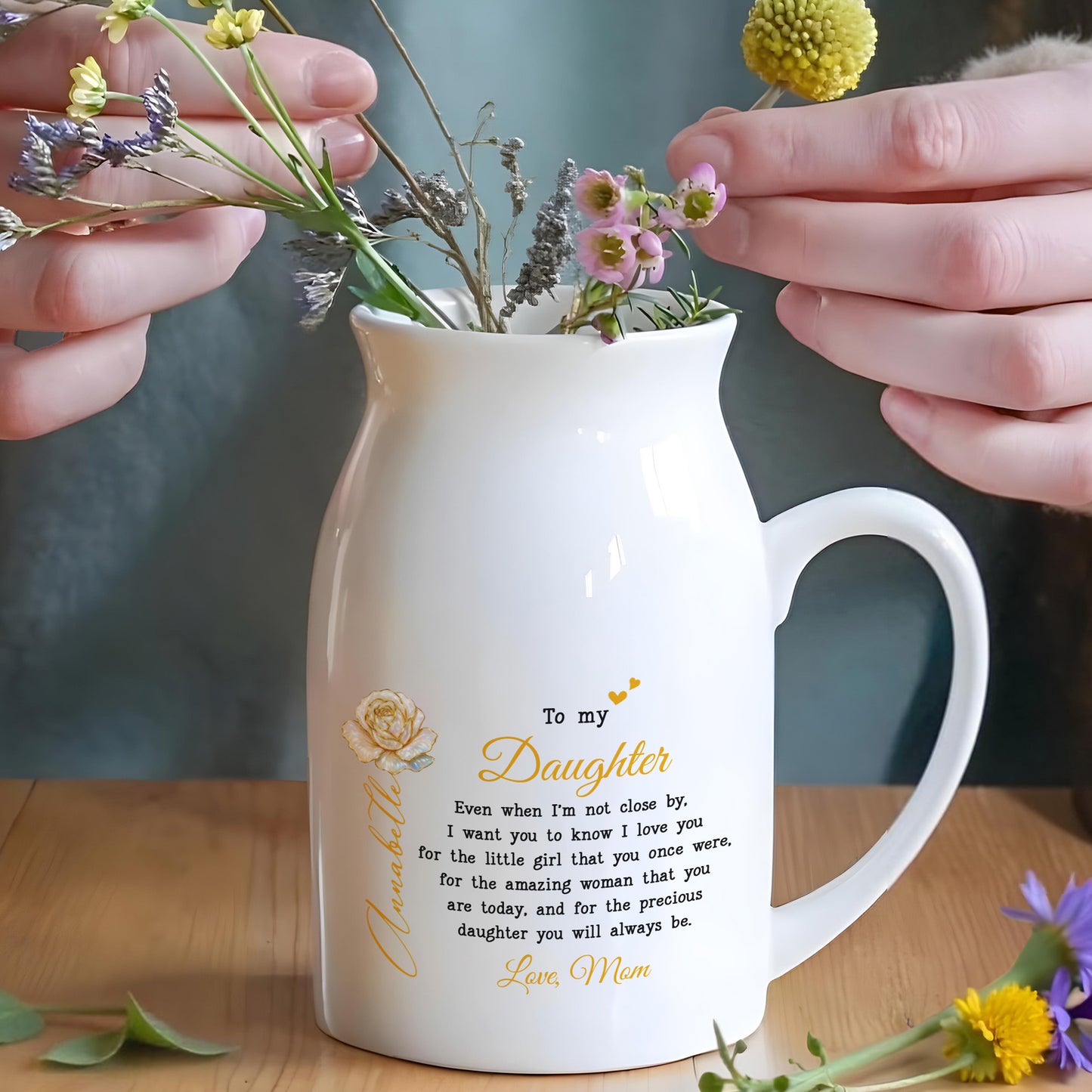 To My Daughter, Love From Mom, Featuring A Rose And Heart