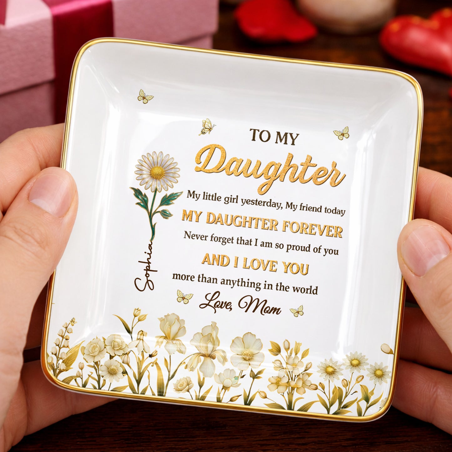 To My Daughter My Little Girl Yesterday Flower And Butterfly Design