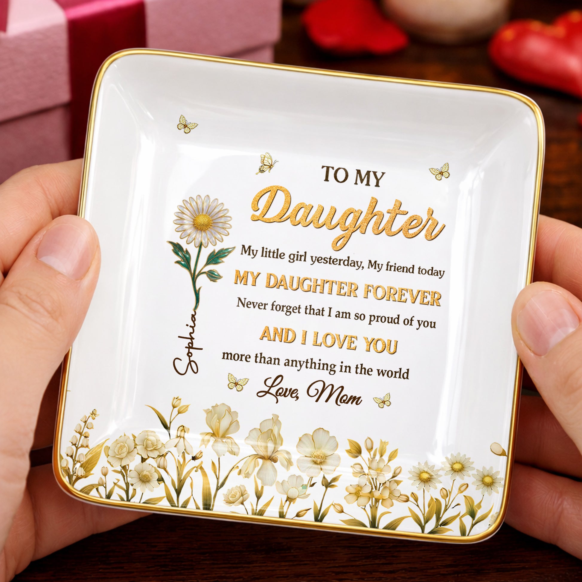 To My Daughter My Little Girl Yesterday Flower And Butterfly Design