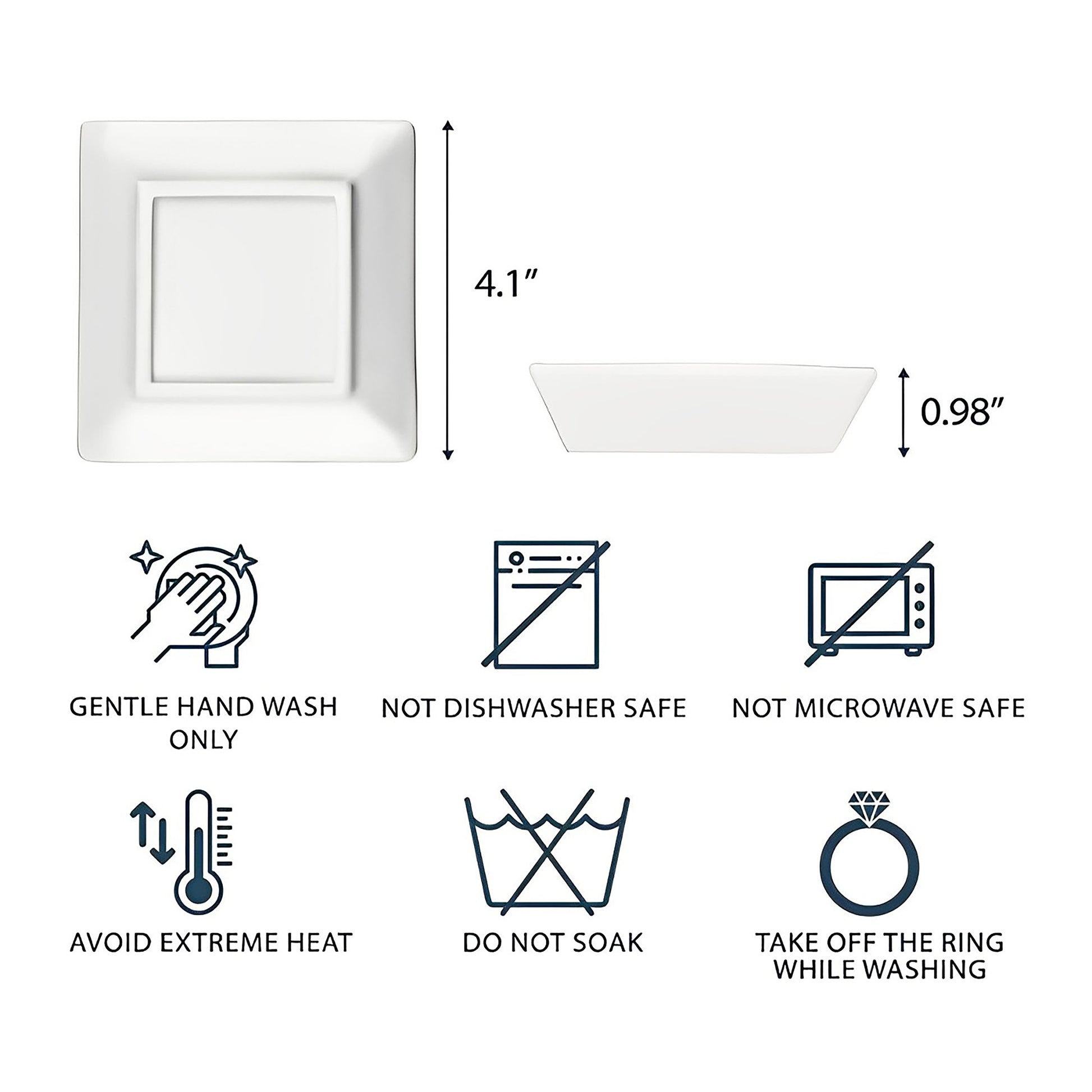 Elegant Square Ceramic Dish With Single Flower Design