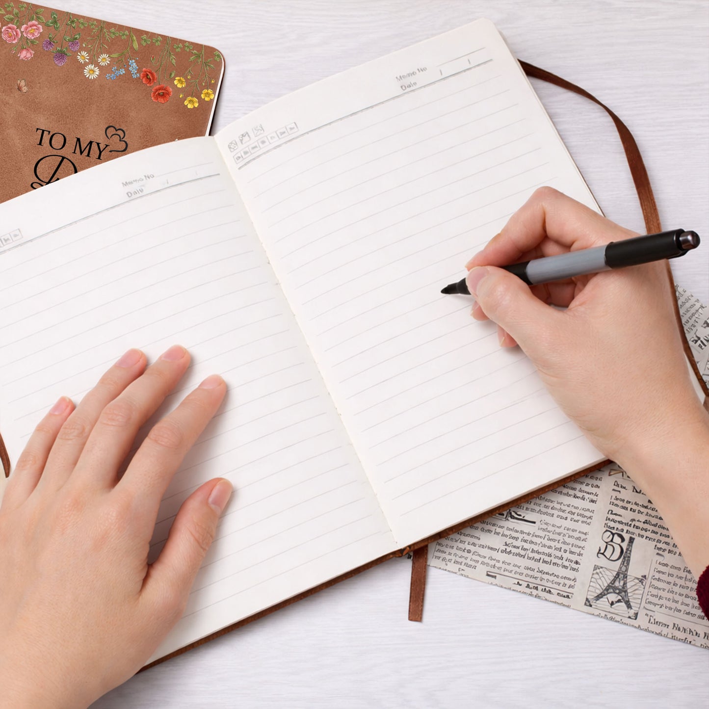 To My Daughter Only Thing Better Watching You Be A Mom Wildflowers - Personalized Leather Journal - DAU314_LEJO