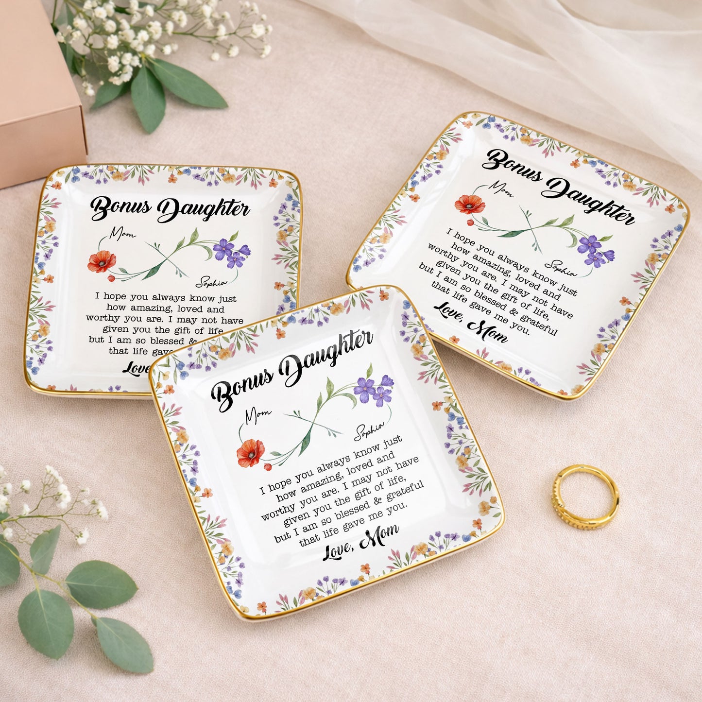 Bonus Daughter I Hope You Always Know Floral Infinity Jewelry Dish