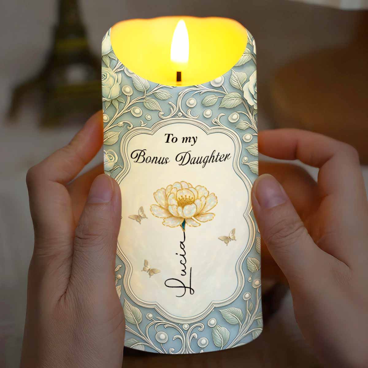 To My Bonus Daughter Love Mom Flower And Butterflies