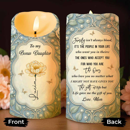 To My Bonus Daughter Love Mom Flower And Butterflies