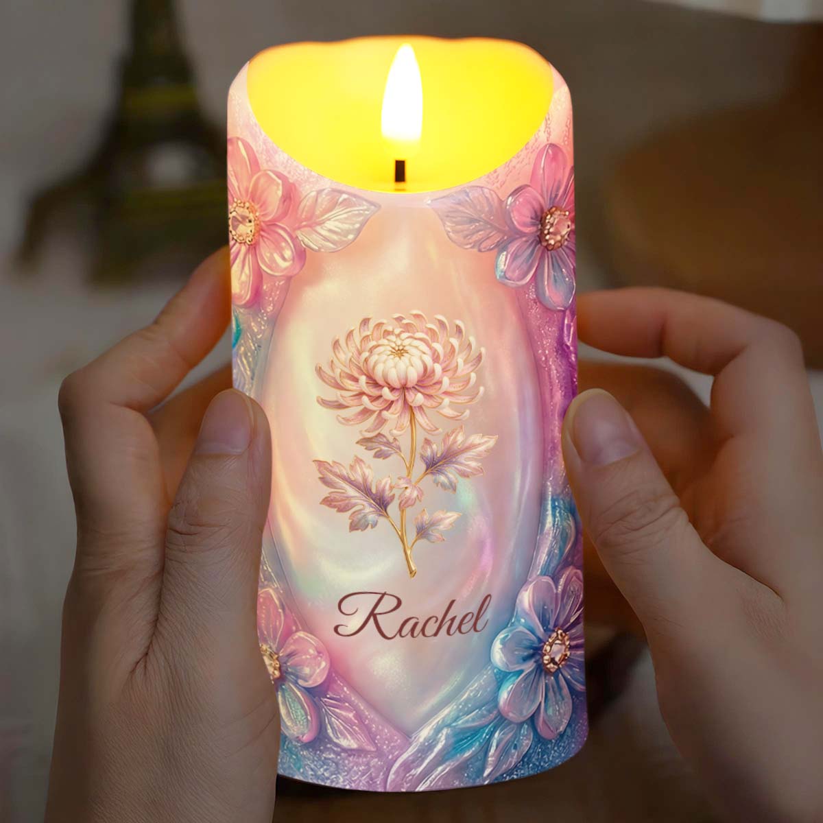 To My Beautiful Daughter Purple Flowers Personalized Candle