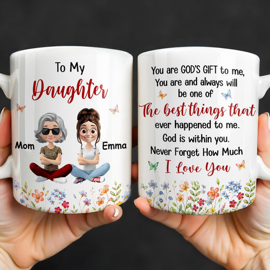 To My Daughter Floral Garden With Butterflies And Flowers - Personalized Custom Coffee Mug - DAU367_MG