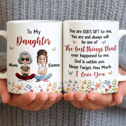 To My Daughter Floral Garden With Butterflies And Flowers - Personalized Custom Coffee Mug - DAU367_MG