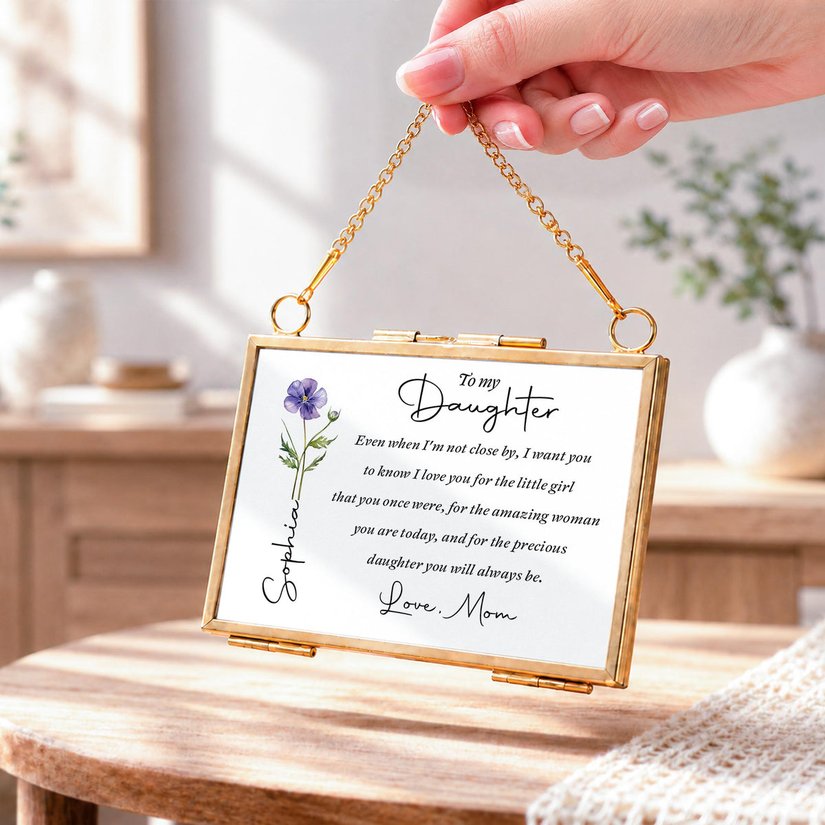 To My Daughter Even When I Am Not Close By Birth Month Flower - Personalized Metal Frame Ornament - DAU403_GOFRO