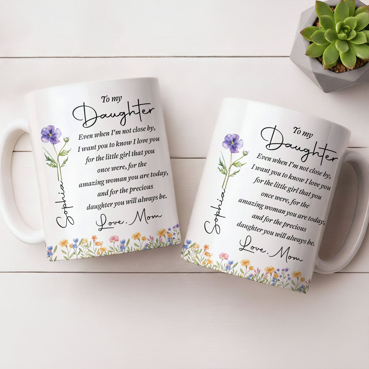 To My Daughter I Love You For The Woman You Are Birth Month Flower - Personalized Custom Coffee Mug - DAU403_MG