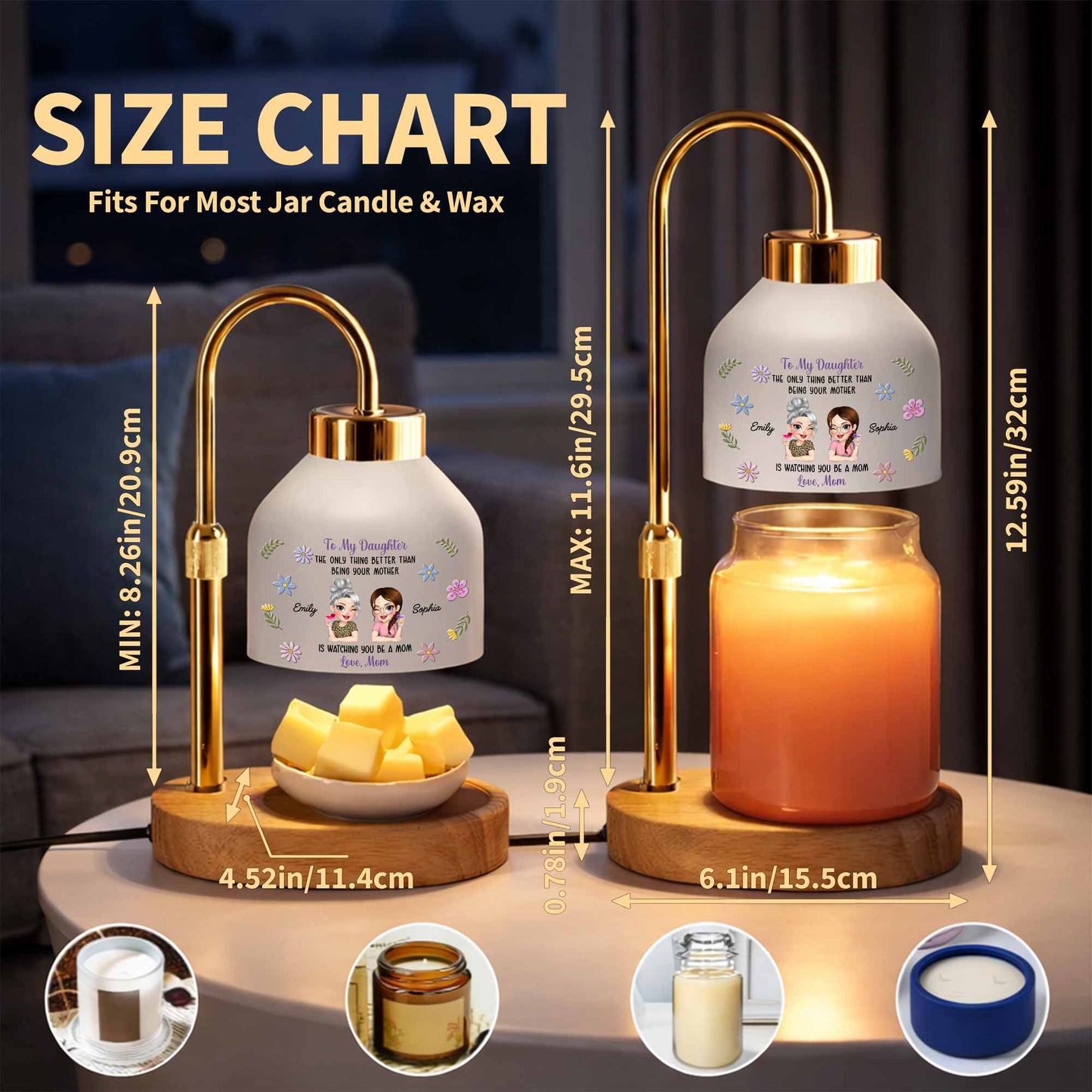 To My Daughter Better Than Being Your Mother Flowers And Custom Characters - Personalized Candle Warmer Lamp - DAU441_CANWA