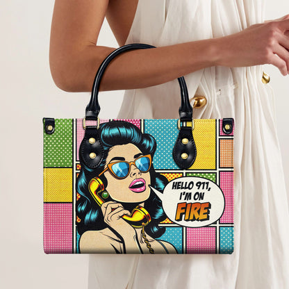 Estoy en llamas - Bolso de mano de cuero personalizado - DB05