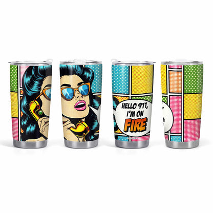 Estoy en llamas - Vaso de acero inoxidable personalizado de 20 oz y 30 oz - DB05TB