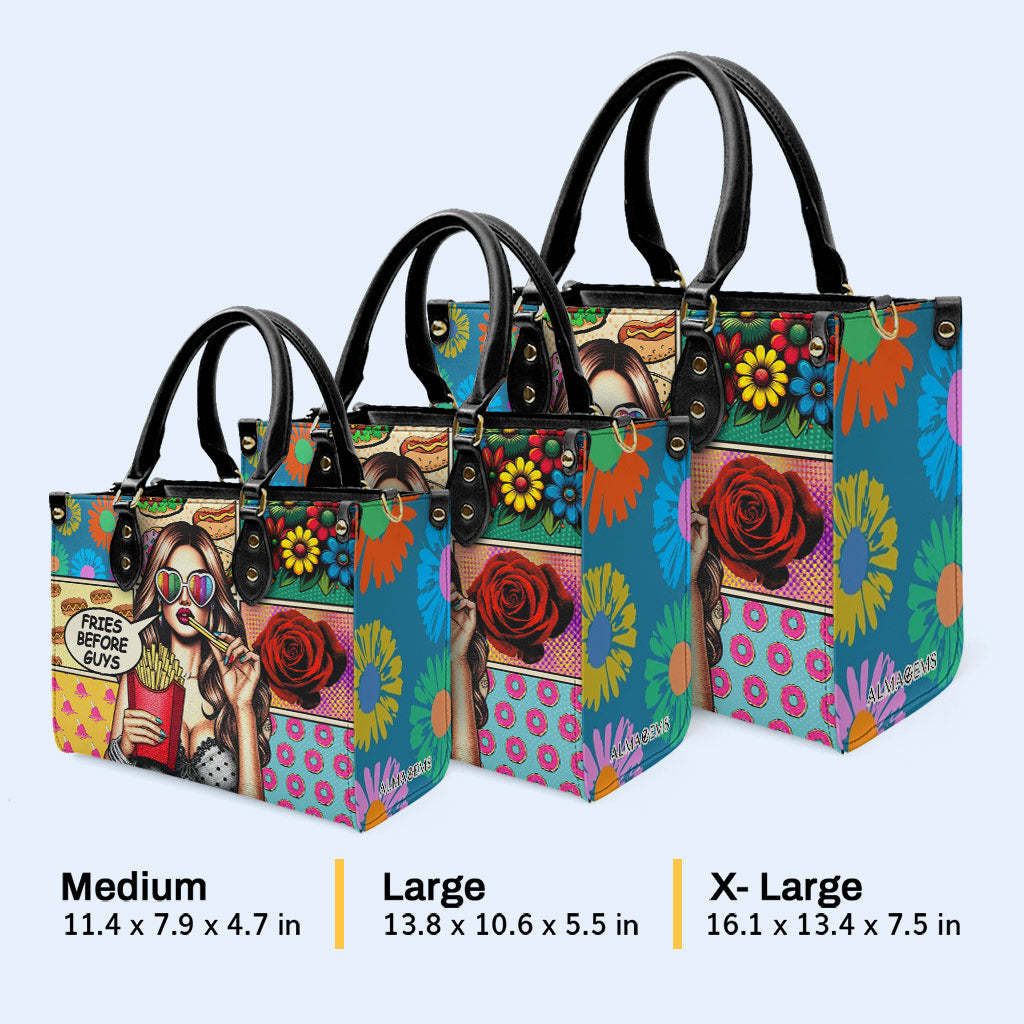 Frites avant les gars - Sac à main en cuir personnalisé - DB07