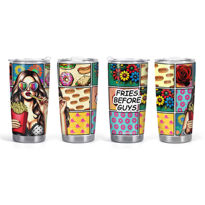 Frites avant les gars - Gobelet personnalisé en acier inoxydable 20 oz 30 oz - DB07TB