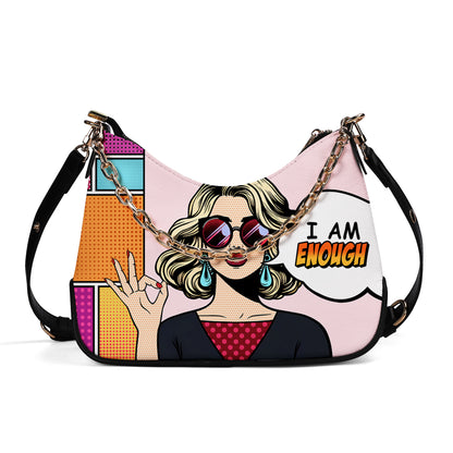 I Am Enough - Personalized Custom Chain Crossbody Handbag - DB08CH