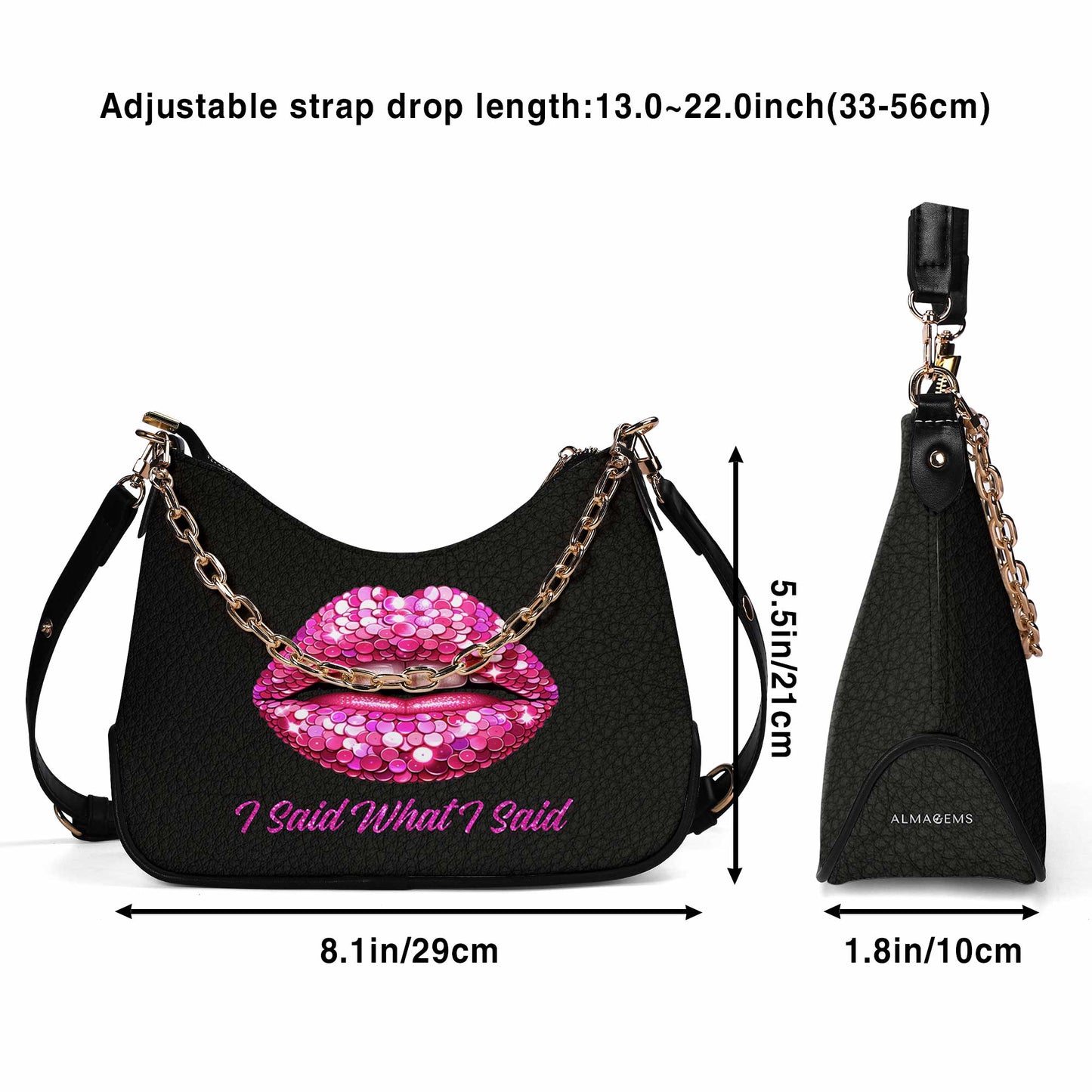 J'ai dit ce que j'ai dit - Sac à main bandoulière personnalisé avec chaîne - DB14CH