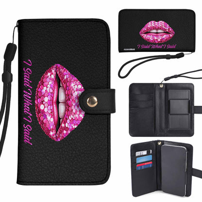 Dije lo que dije - Cartera de cuero personalizada para teléfono - DB14PW