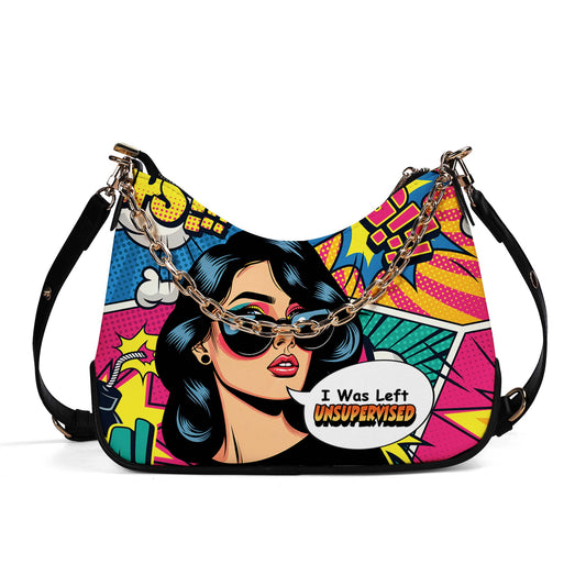 I Was Left Unsupervised - Personalized Custom Chain Crossbody Handbag - DB22CH