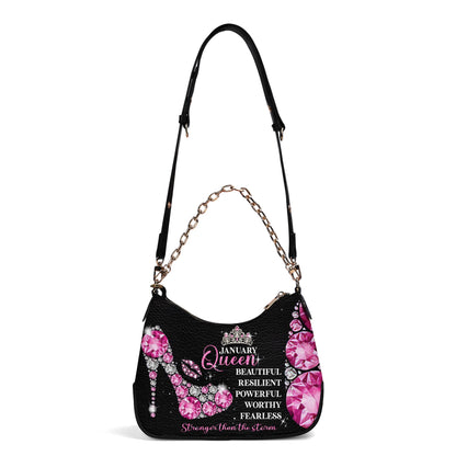 Month Queen - Personalized Custom Chain Crossbody Handbag - DB24CH