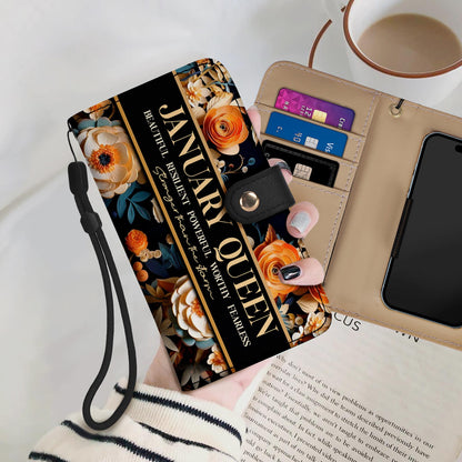 Month Queen - Personalized Custom Phone Leather Wallet - DB27PW