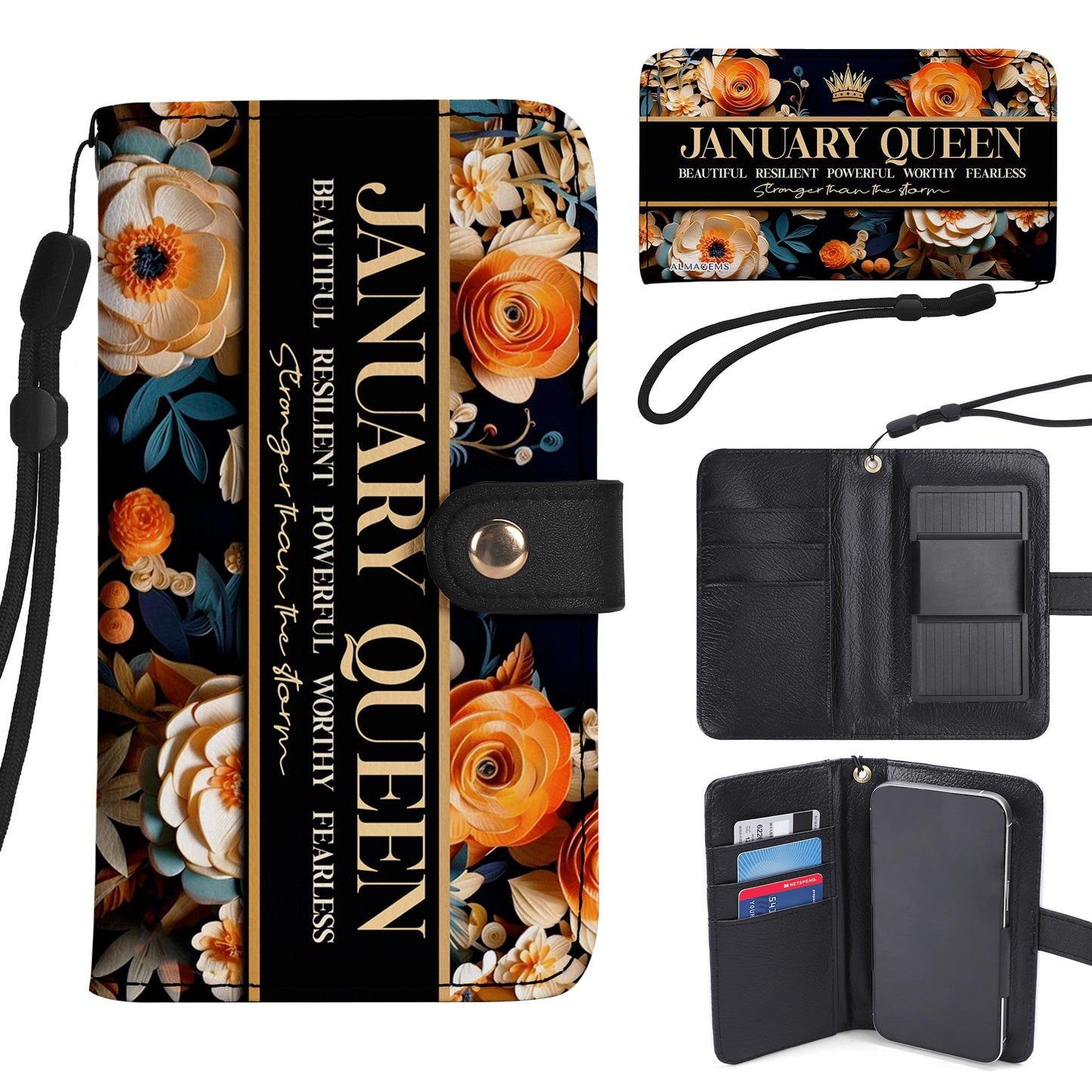 Month Queen - Personalized Custom Phone Leather Wallet - DB27PW
