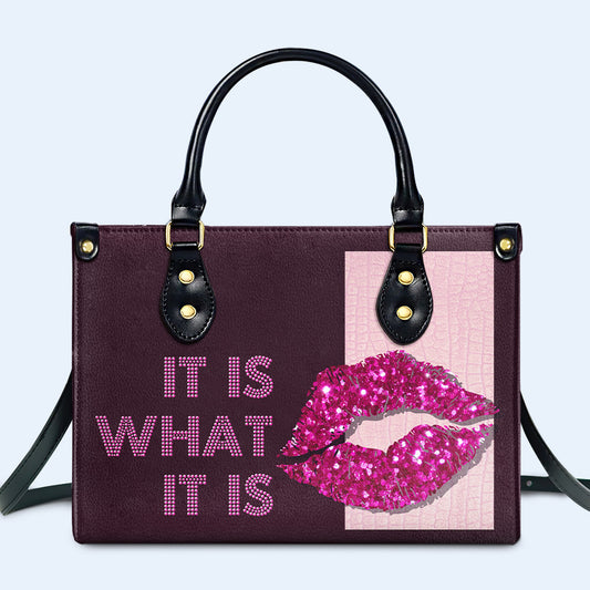 Es lo que es - Rosa - Bolso de mano de cuero personalizado - DB42
