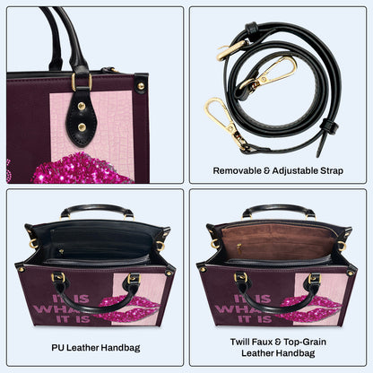 Es lo que es - Rosa - Bolso de mano de cuero personalizado - DB42