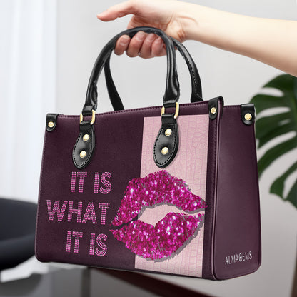 Es lo que es - Rosa - Bolso de mano de cuero personalizado - DB42