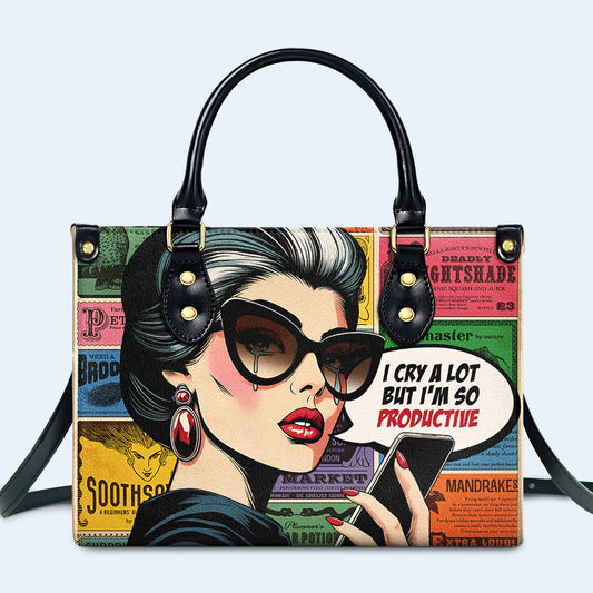 Lloro mucho pero soy muy productiva - Bolso de mano de cuero personalizado - DB48