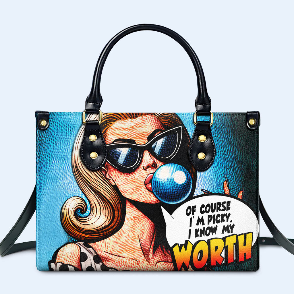 Conoce mi valor - Bolso de mano de cuero personalizado - DB58