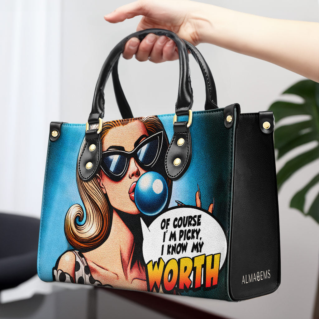 Conoce mi valor - Bolso de mano de cuero personalizado - DB58