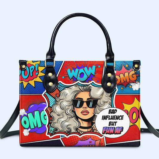 Mala influencia pero muy divertida - Bolso de mano de cuero personalizado - DB87