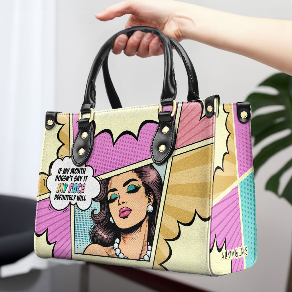 Si ma bouche ne le dit pas, mon visage le fera certainement - Sac à main en cuir personnalisé - DB88