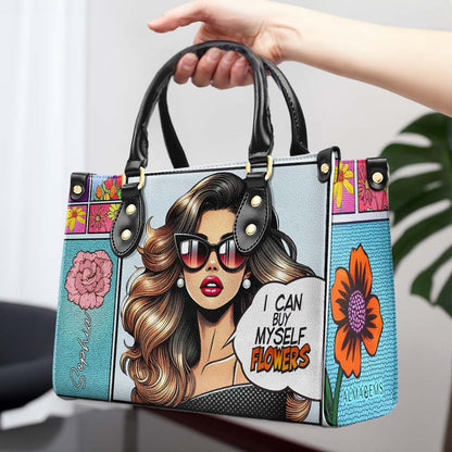 Je peux m'acheter des fleurs - Sac à main en cuir personnalisé spécial - DG022_HB