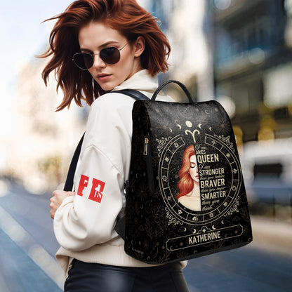 Mochila de cuero personalizada de la Reina del Zodíaco - DG048_BP