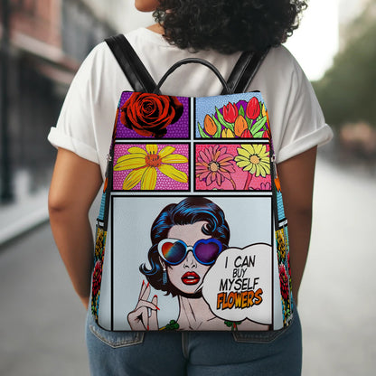 Je peux m'acheter des fleurs - Sac à dos en cuir personnalisé - DG049_BP