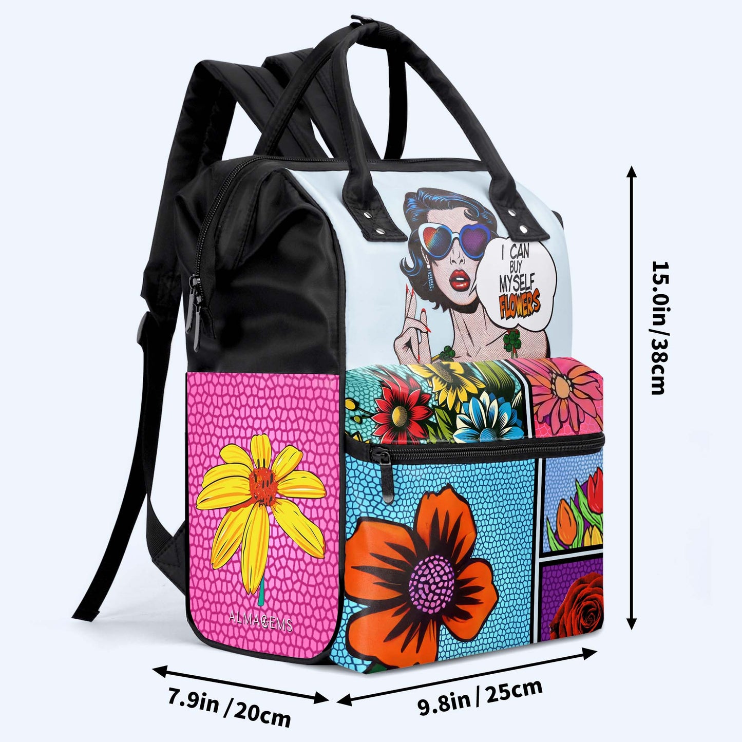 Je peux m'acheter des fleurs - Sac à dos de voyage personnalisé en forme de bec de canard - DG049_DKB