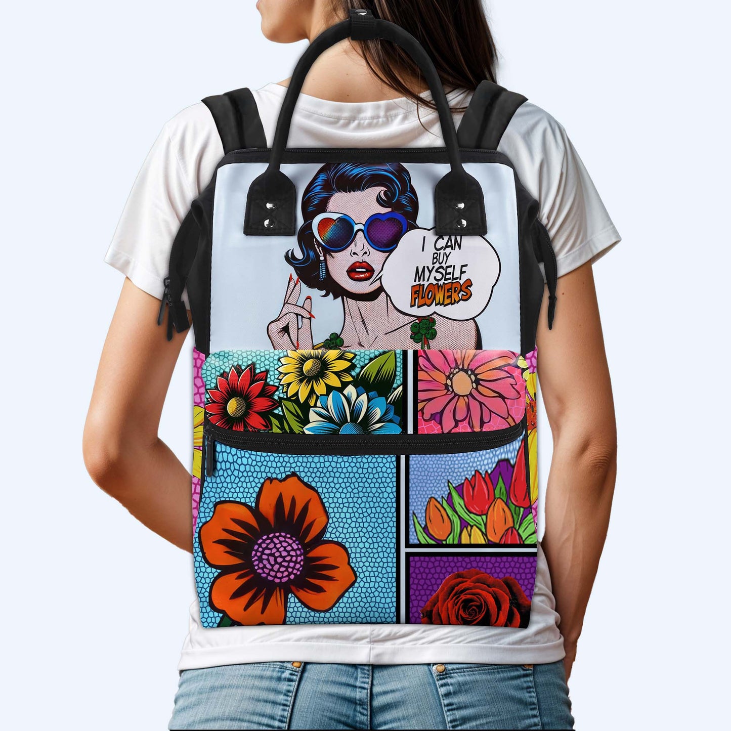 Je peux m'acheter des fleurs - Sac à dos de voyage personnalisé en forme de bec de canard - DG049_DKB