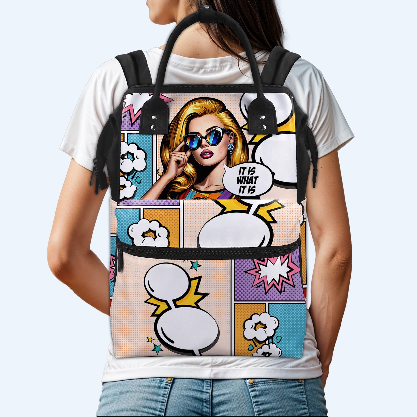 ES LO QUE ES - Mochila de viaje personalizada con diseño de pico de pato - DG050_DKB