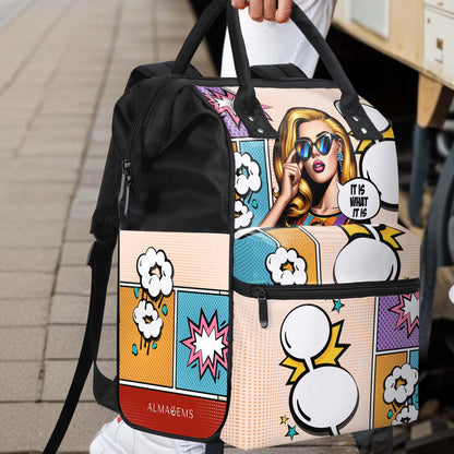 ES LO QUE ES - Mochila de viaje personalizada con diseño de pico de pato - DG050_DKB