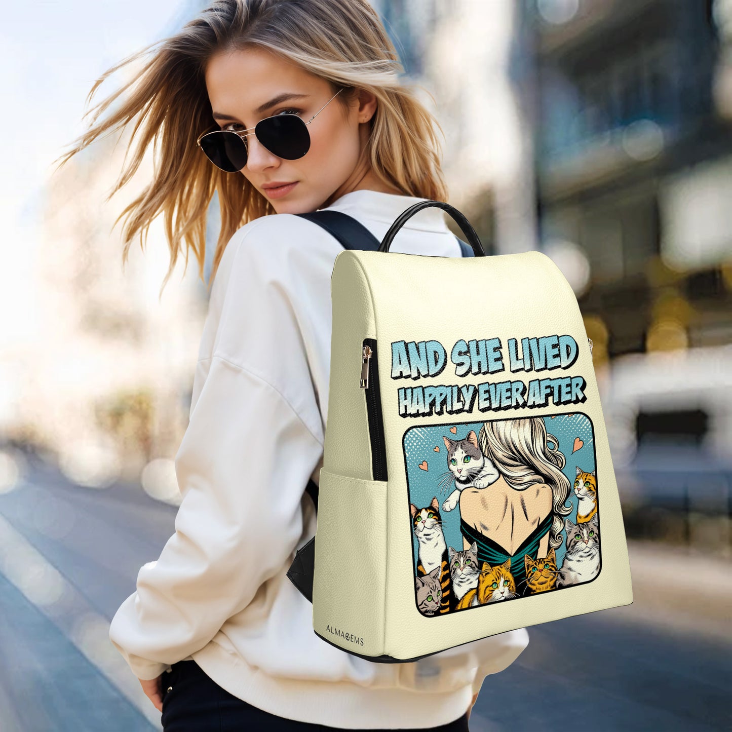 Et elle vécut heureuse pour toujours - Sac à dos en cuir personnalisé - DG057_BP