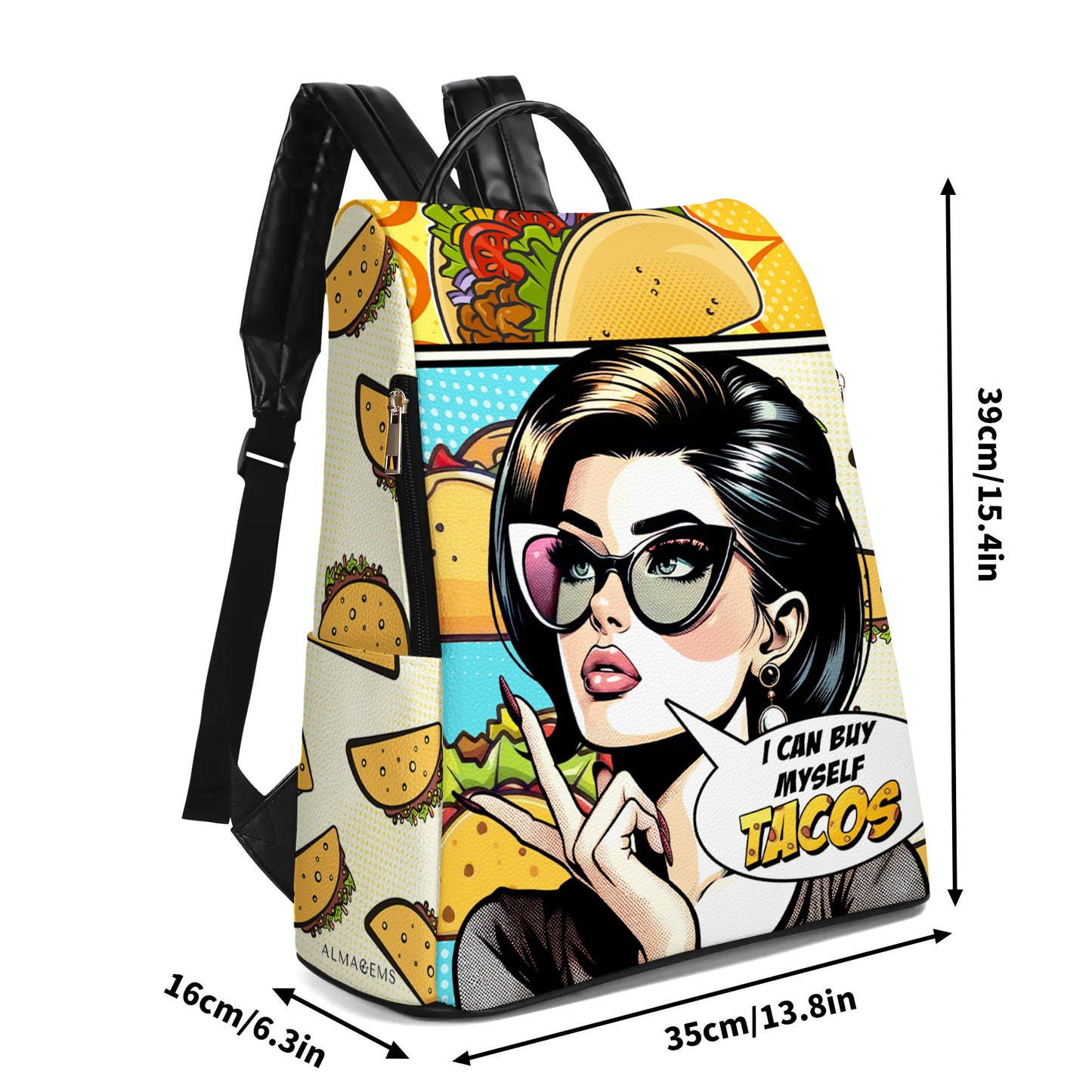 Puedo comprarme tacos - Mochila de cuero personalizada - DG061_BP