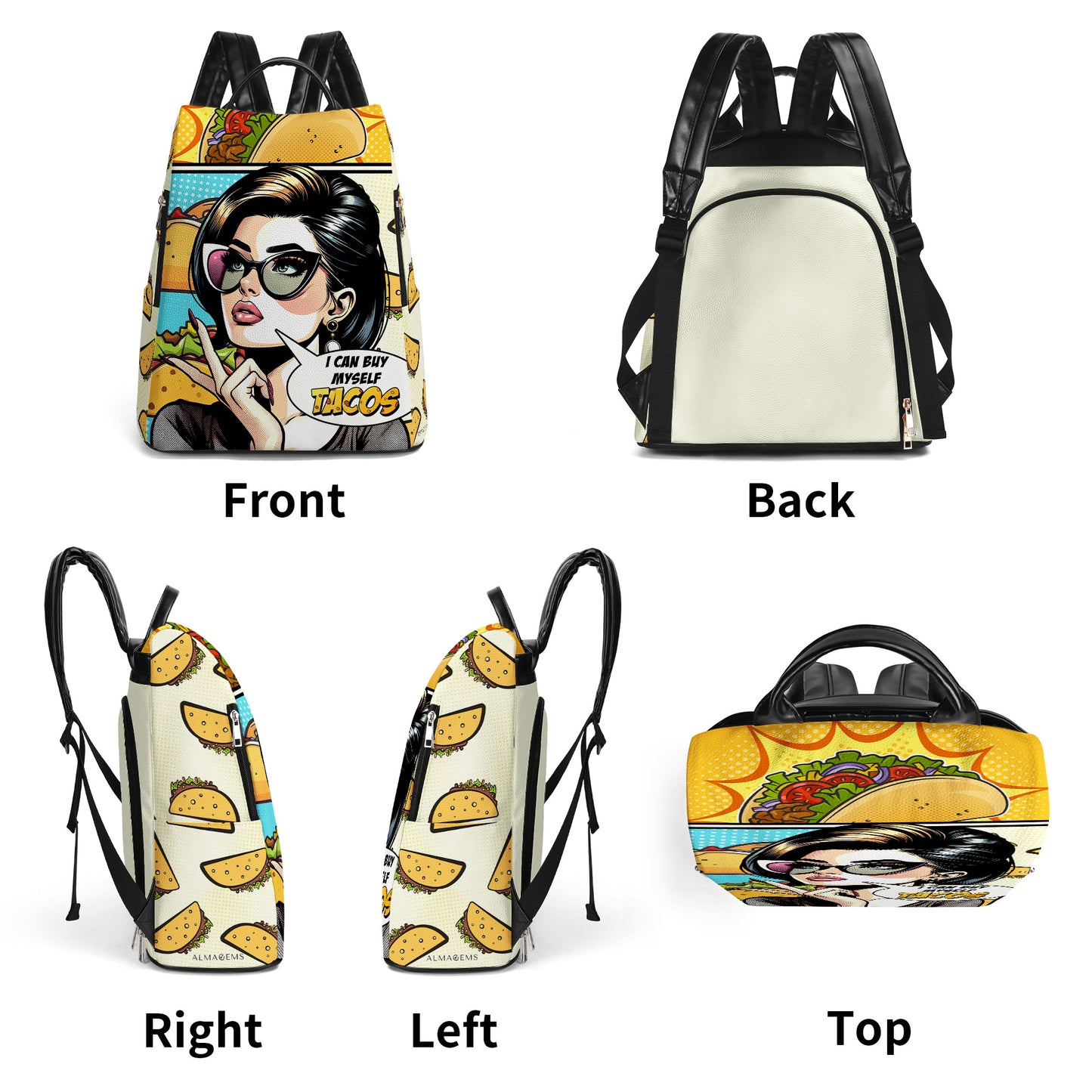 Puedo comprarme tacos - Mochila de cuero personalizada - DG061_BP