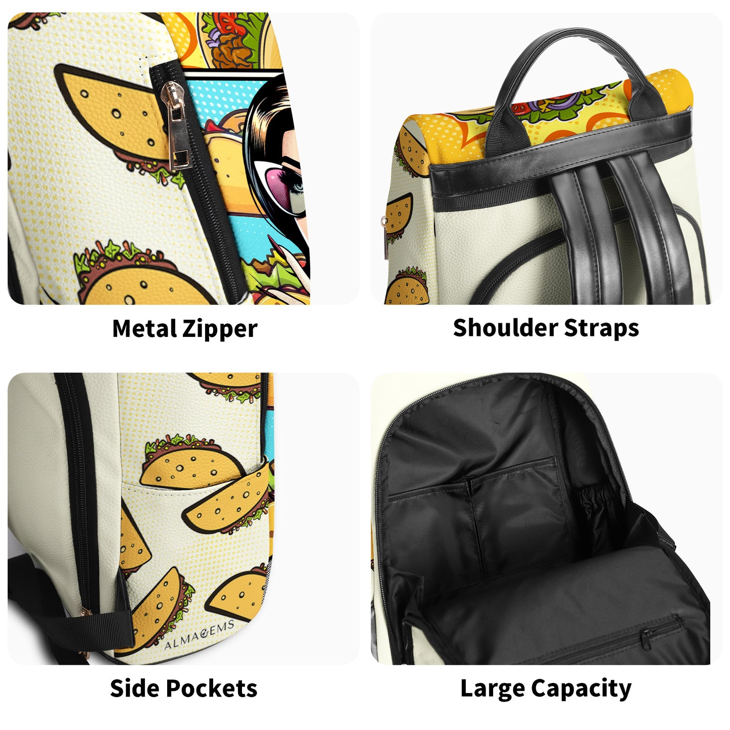 Puedo comprarme tacos - Mochila de cuero personalizada - DG061_BP
