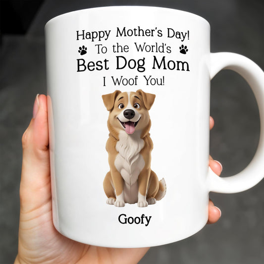 Happy Mother's Day! To the World's Best Dog Mom I Woof You, Dog and Paw Prints