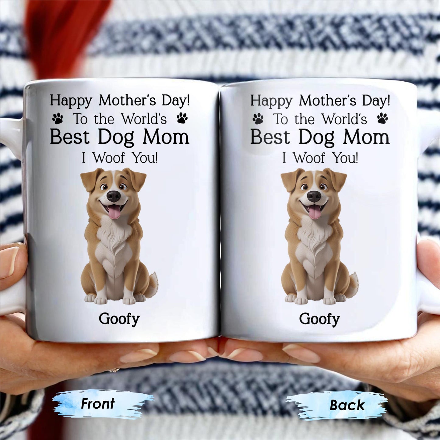 Happy Mother's Day! To the World's Best Dog Mom I Woof You, Dog and Paw Prints