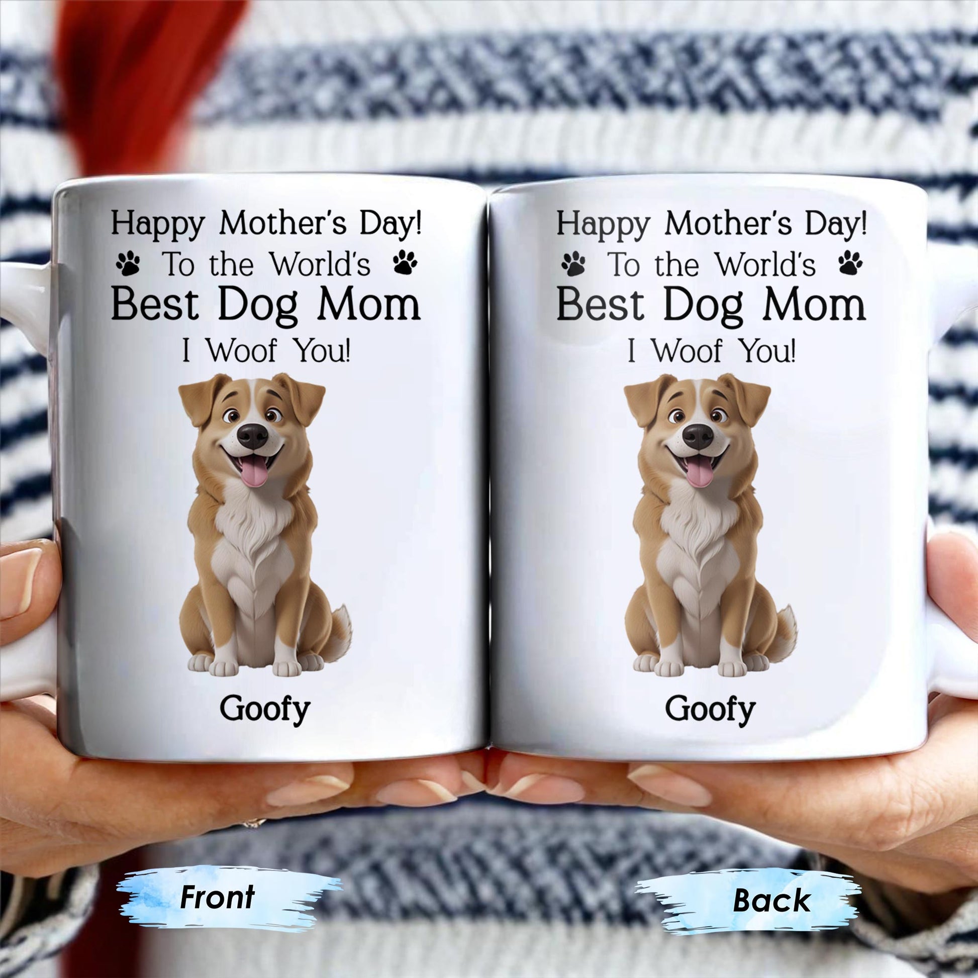 Happy Mother's Day! To the World's Best Dog Mom I Woof You, Dog and Paw Prints